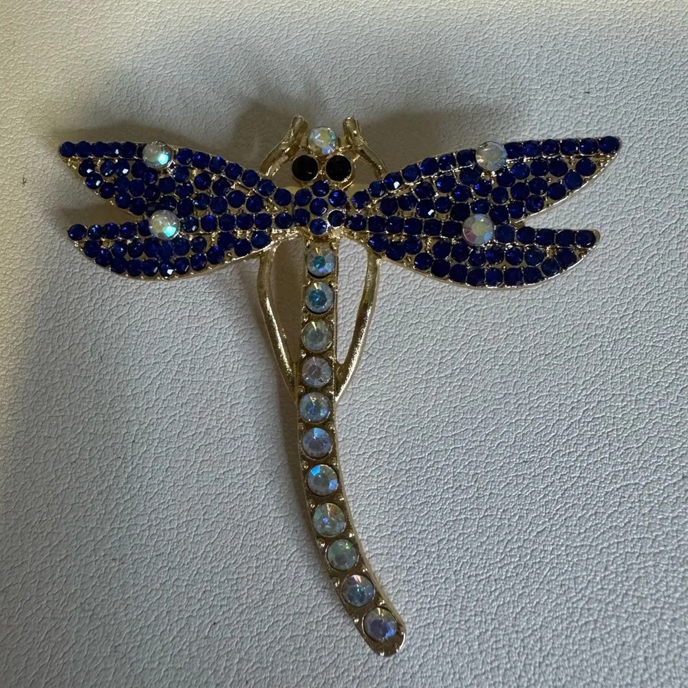 Blue and Gold Dragonfly Brooch